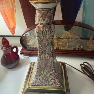 Leviton Chinoiserie Porcelain Asian Candlestick lamp